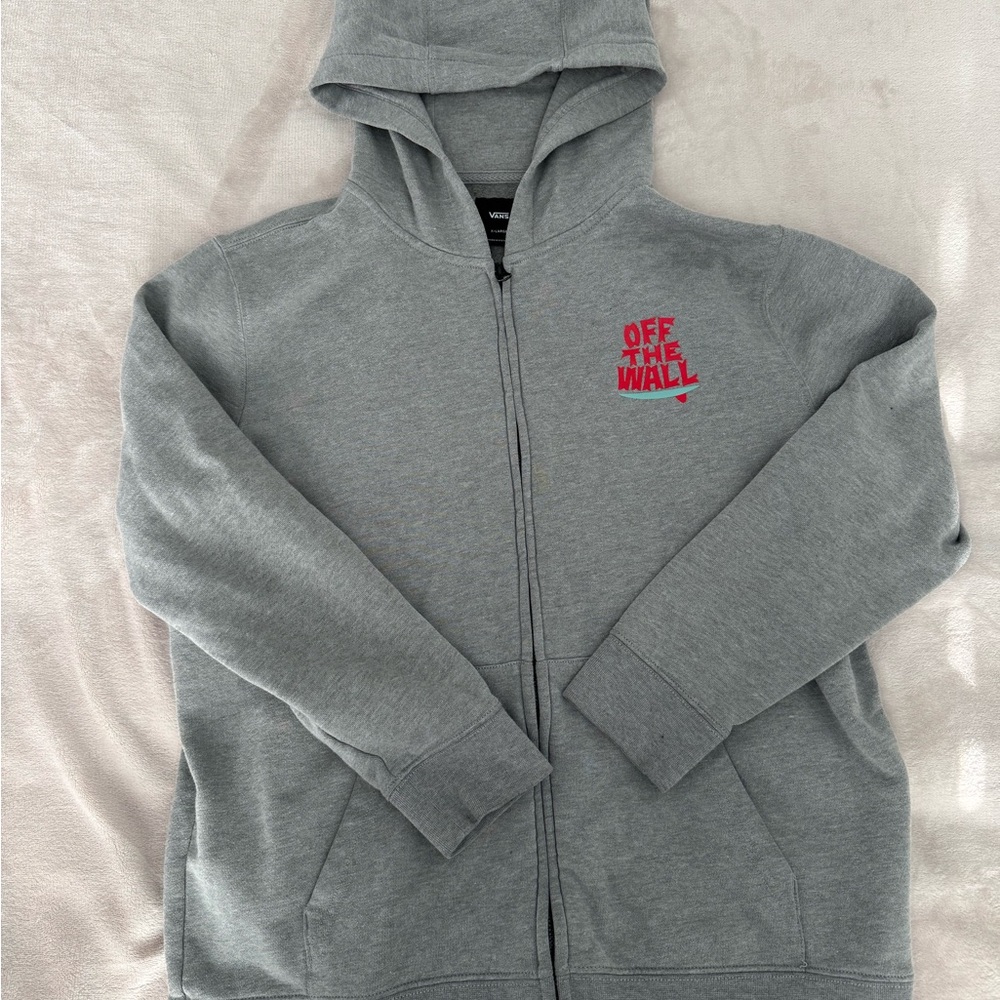 Vans Gray Hoodie with Red and Teal Logo